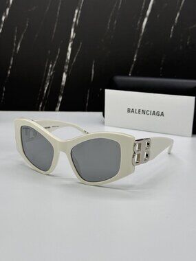 NEW BALENCIAGA BB0287S 006 WHITE CAT EYE WOMEN SUNGLASSES BALENCIAGA EYEWEAR